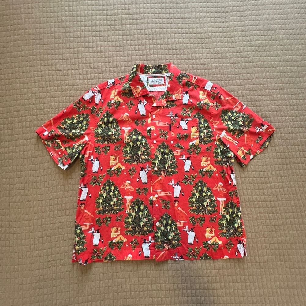 Original Penguin Red Christmas Tree Men's Shirt